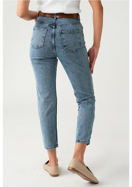 Zero Max Yüksek Bel Mom Mavi Jeans Likralı Esnek Boyfriend Kot Pantolon( 1 Beden Büyük Alınız) fırsatları
