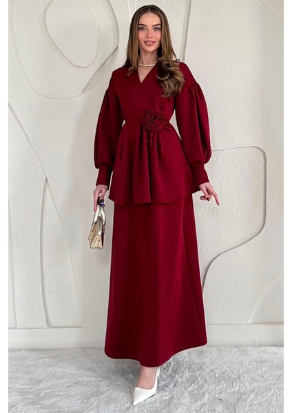 Gül Detaylı Etekli Takım