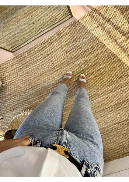 Vivien Mavi Mom Kot Pantolon Likralı Yüksek Bel Mavi Kar Yıkamalı Mom Jeans Kar Yıkama Boyfriend fiyatları