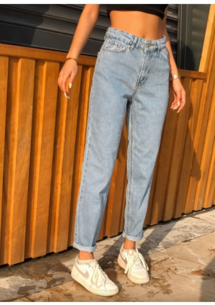 Zero Max Yüksek Bel Mavi Mom Jeans Likralı Esnek Kot Pantolon(1 Beden Büyük Alınız) fırsatları