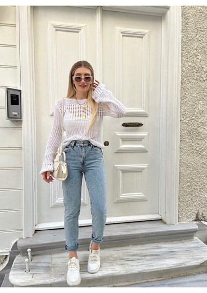 Leo Mom Jean Likralı Kar Yıkama Jean Pantolon