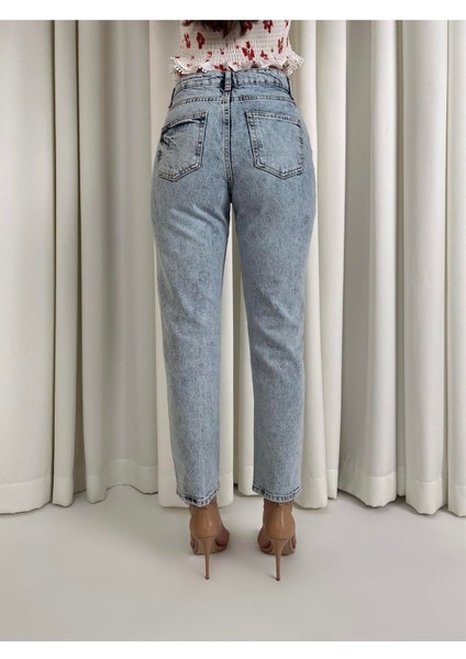 Vit Mom Jeans Eskitmeli Kar Yırtıklı 90S Boyfriend Yüksek Bel Kot modelleri