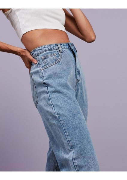 Pera Kar Mavi Mom Jean Kadın Boyfriend Yüksek Bel Likralı Kot Pantolon modelleri