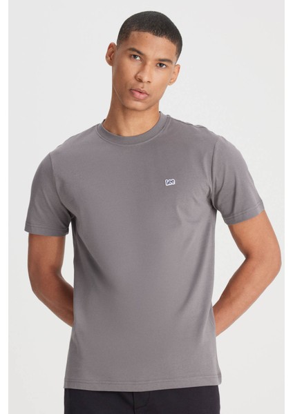Lee Bisiklet Yaka T-Shirt Antrasit Erkek Kısa Kol T-Shirt