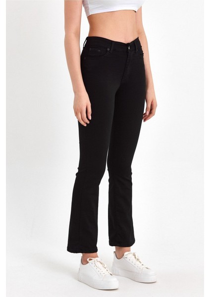 Miha Ispanyol Paça Solmayan Siyah Pantolon 2024 modelleri