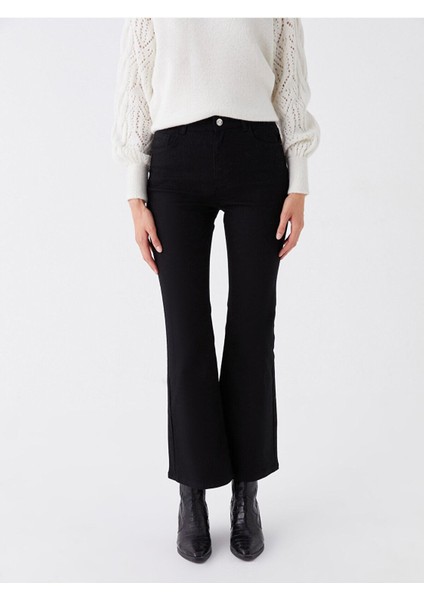Zero Max Siyah Jeans Yüksek Bel Flare Kadın Jean Pantolon (Yeni Sezon)