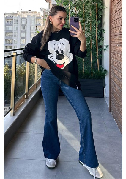 Monera Lacivert Solmaz Yüksek Bel Ispanyol Jeans Renk Solmayan Ispanyol 2024