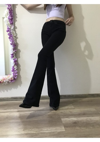 Zero Max Eka Xt Ispanyol Paça Jean Siyah Solmaz Ekstra Likra Yüksek Bel Uzun Bacak (Toparlayıcı) fiyatları