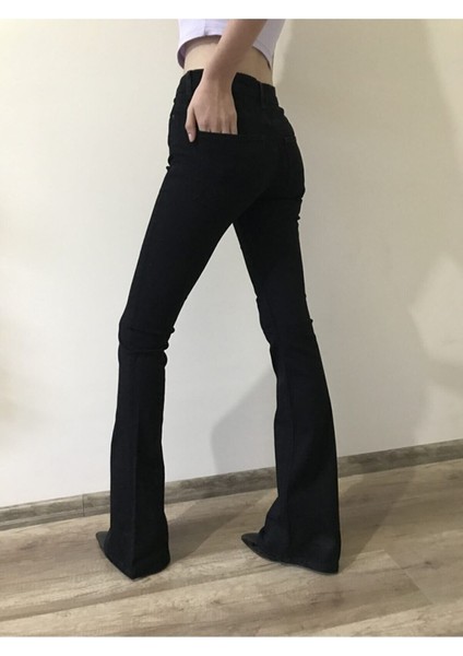 Zero Max Eka Xt Ispanyol Paça Jean Siyah Solmaz Ekstra Likra Yüksek Bel Uzun Bacak (Toparlayıcı) modelleri