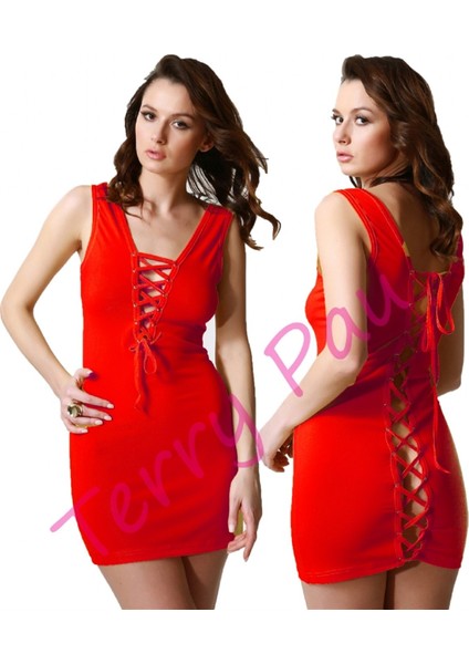 TP101192 Arkası Açık Alımlı Mini Elbise