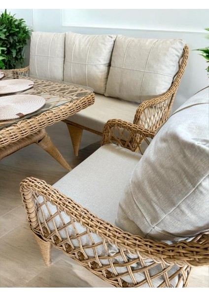 Alüminyum Örme Rattan 3’lü Oturma Grubu Bahçe ve Balkon Takımı