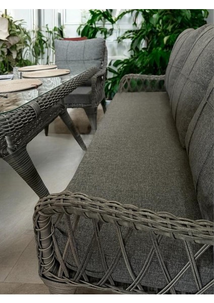 Alüminyum Örme Rattan 3’lü Oturma Grubu Bahçe ve Balkon Takımı