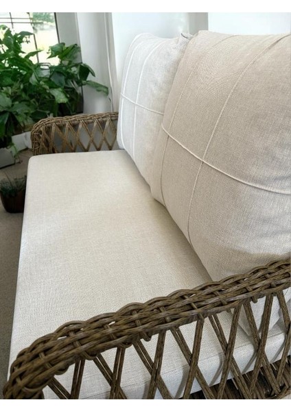 Alüminyum Örme Rattan 2’li Oturma Grubu Bahçe ve Balkon Takımı