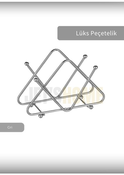 Lüks Peçetelik Paslanmaz Üçgen Model Çelik Gri