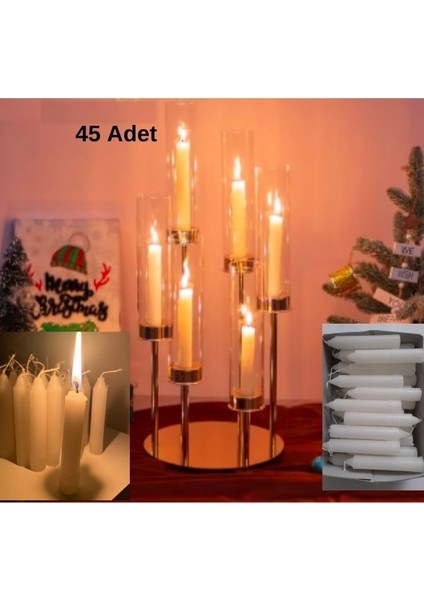 Sağlam Kırılmaz Bakkal Mumu Dilek Mumu 45 Adet 10 cm Kokusuz Klasik Beyaz Mum