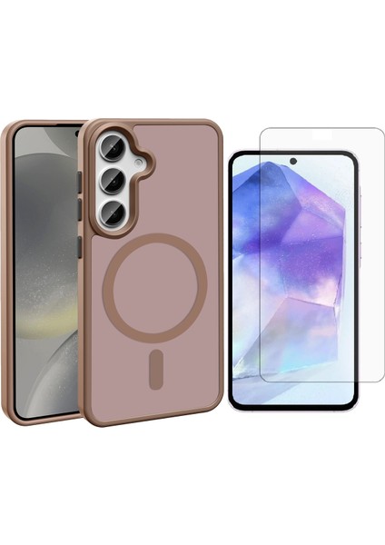 Samsung Galaxy S25 Kılıf Magsafe Şarj Özellikli Mat Arka Yüzey Zore Sio Kapak + Nano Ekran Koruyucu