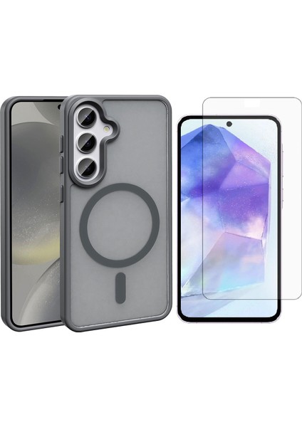 Samsung Galaxy S25 Plus Kılıf Magsafe Şarj Özellikli Mat Arka Yüzey Zore Sio Kapak + Nano Ekran Koruyucu