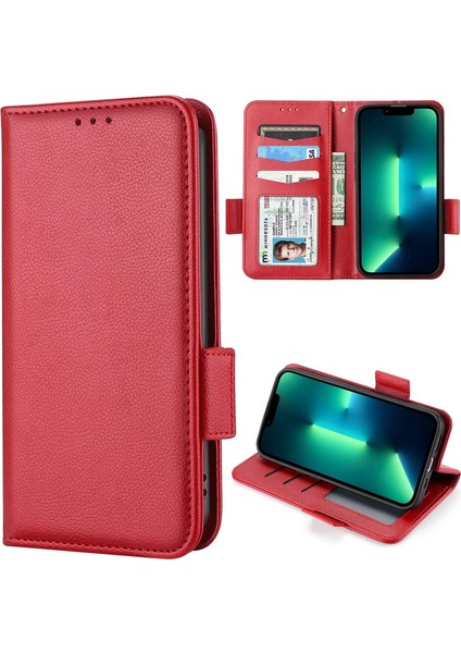 Apple Iphone 16 Uyumlu Kılıf Deri Görünümlü Kapaklı Kartlıklı Standlı Kamera Koruyuculu Kapak