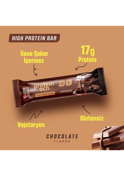 Protein Bar - Çikolata Aromalı - 50 gr x 8 Adet