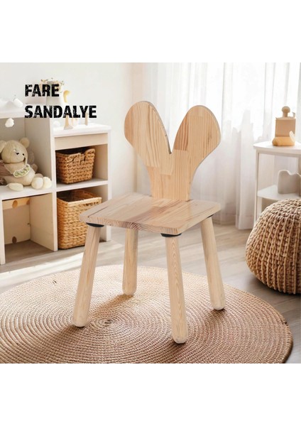 Joykidstoy Doğal Ahşap Çocuk Sandalye Fare
