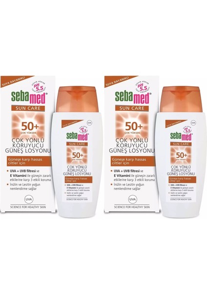Sun Care Çok Yönlü Koruyucu Güneş Losyonu 50+ Faktör 150ML (2 Li Set)
