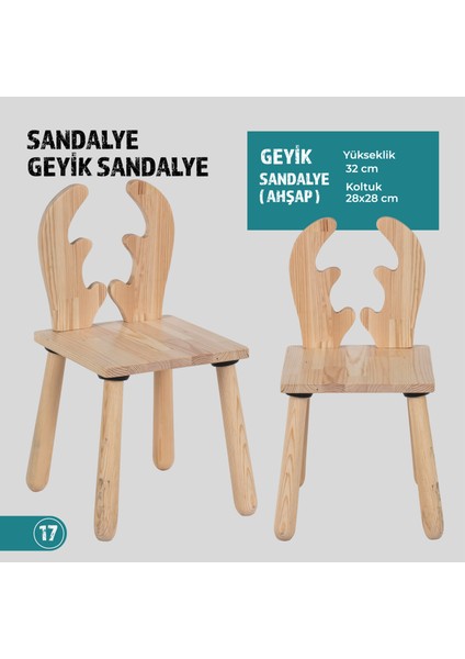 Joykidstoy Doğal Ahşap Çocuk Sandalye Geyik