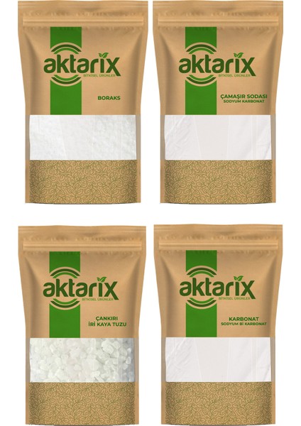Ekolojik Temizlik Seti 1 Kalıp Doğal Beyaz Sabun + 500 gr Boraks + 500 gr Karbonat, 500 gr Kaya Tuzu