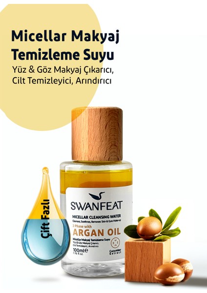 Çift Fazlı Argan Yağlı Yüz ve Göz Micellar Makyaj Temizleme Suyu