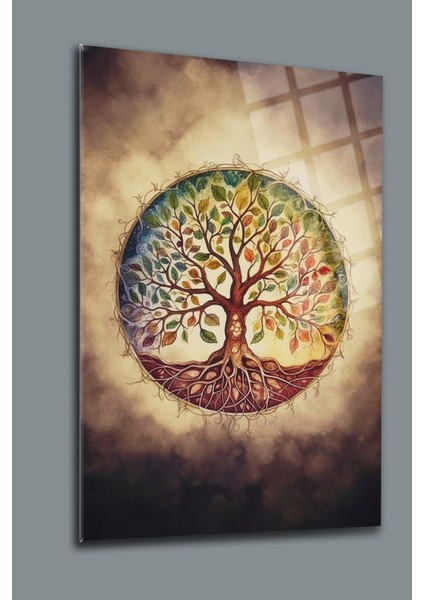 Hayat Ağacı Cam Tablo 7 Modern Tablo Soyut Tablo Dekoratif Tablo Salon Tablosu