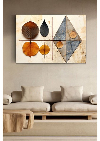 Geometrik Desen Yapraklar Dekoratif Cam Tablo Modern Tablo Salon Tablosu fiyatları