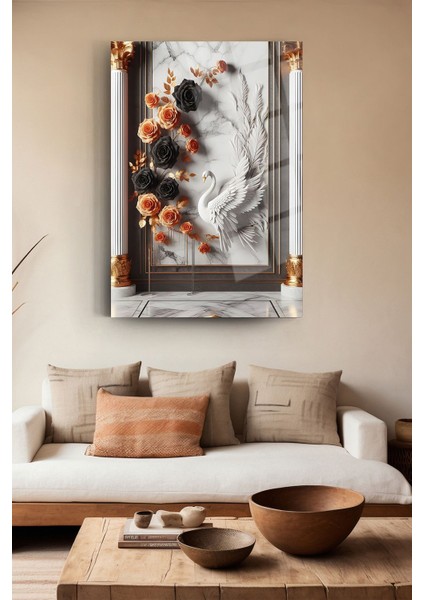 Güller ve Kuğu Cam Tablo Modern Tablo Salon Tablosu Ofis Tablosu Ev Dekorasyonu Ev Hediyesi fiyatları
