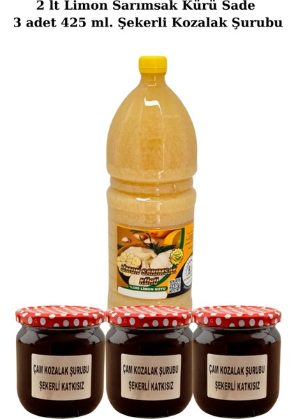 Limon Sarımsak Kürü 2 lt + Kozalak Şurubu 425 ml x3 Şekerli