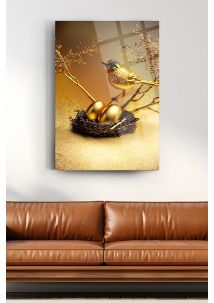 Paskalya Yumurtaları ve Serçe Cam Tablo Modern Tablo Salon Tablosu Sürrealist Tablo fiyatları