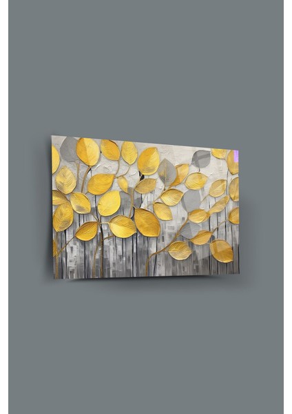 Soyut Yapraklar Kırılmaz Cam Tablo Sürrealist Tablo Salon Tablosu Ofis Tablosu