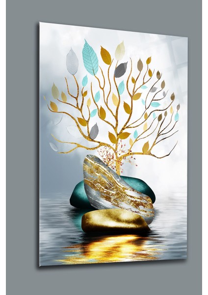 Taşlar ve Agaç Kırılmaz Cam Tablo Modern Tablo Salon Tablo Sürrealist Tablo