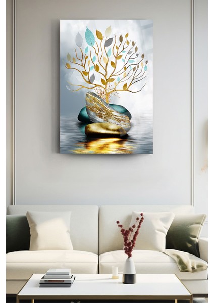 Taşlar ve Agaç Kırılmaz Cam Tablo Modern Tablo Salon Tablo Sürrealist Tablo