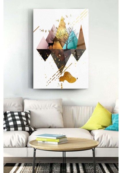 Geometrik Şekiller Ağaç Geyik Kuşlar Kırılmaz Cam Tablo Modern Tablo Ofis Tablosu fiyatları