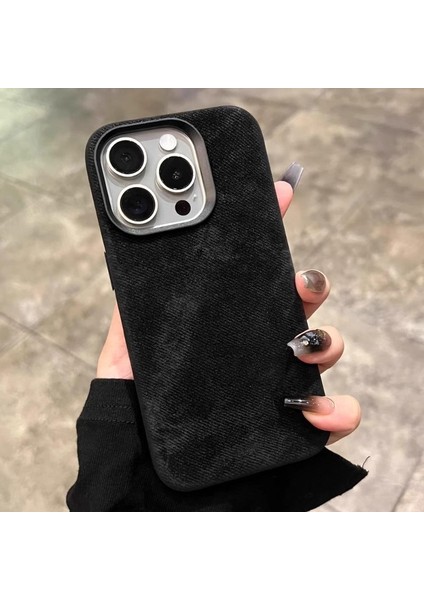 Apple iPhone 16 Pro Uyumlu Darbelere Karşı Dayanıklı Dokulu Kadife Kılıf