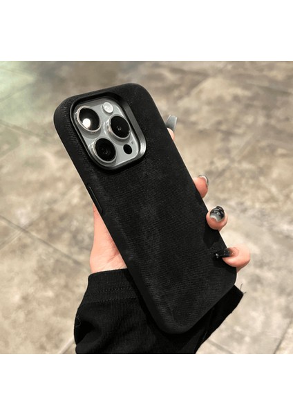 Apple iPhone 16 Pro Uyumlu Darbelere Karşı Dayanıklı Dokulu Kadife Kılıf