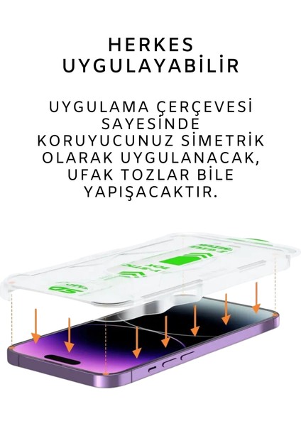Apple iPhone 16 Pro Max Uyumlu Kolay Uygulama Aparatlı Siyah Çerçeveli Tam Kapatan Cam Ekran Koruyucu