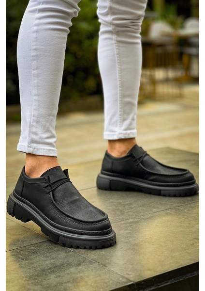 SHO2404 Bağcıklı Yüksek Taban Cst Castle Erkek Ayakkabı Loafer Sıyah modelleri
