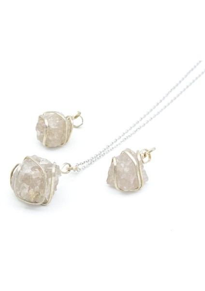 Hakiki Doğal Dumanlı Kuvars Taşı Kolye Ucu