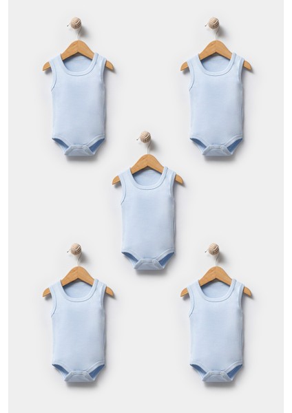 Bebek Basic Ribana Bisiklet Yaka 5'li Atlet Body %100 Pamuk