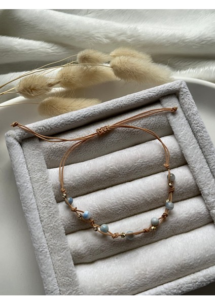 Minimal Kalsedon Taşı Ayarlanabilir Bileklik & Halhal