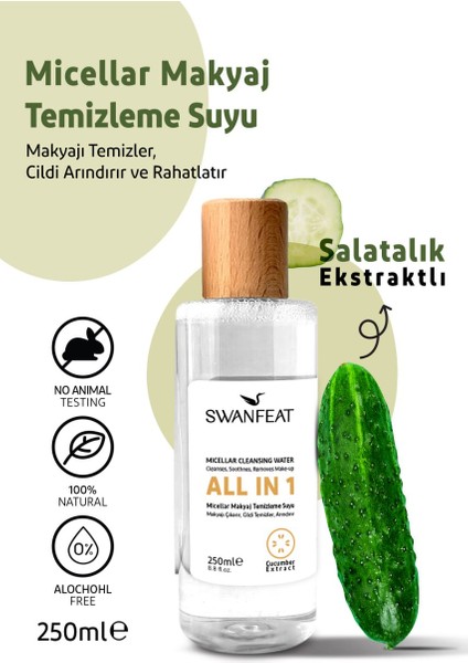 All In 1 Arındırıcı Canlandırıcı Alkolsüz Micellar Makyaj Temizleme Suyu 250ml