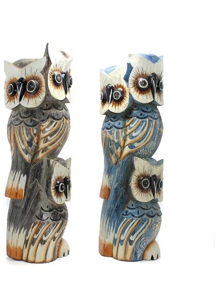 Ahşap 3'lü Baykuş 50 cm