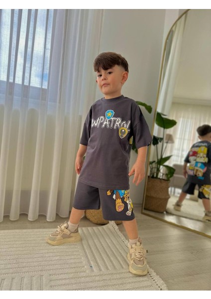 Erkek Çocuk Paw Petrol Modelli Baskılı Şortlu Pamuk Takım