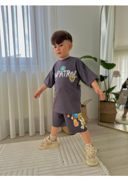 Erkek Çocuk Paw Petrol Modelli Baskılı Şortlu Pamuk Takım modelleri