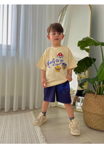 Erkek Çocuk Paw Petrol Modelli Baskılı Şortlu Pamuk Takım