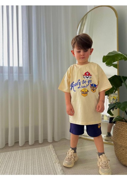 Erkek Çocuk Paw Petrol Modelli Baskılı Şortlu Pamuk Takım modelleri